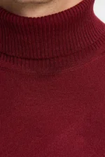 پلیور بافت یقه اسکی مردانه Tudors مدل Slim Fit Narrowed زرشکی