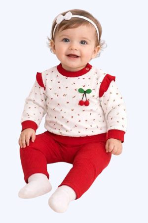 ست بلوز شلوار نوزادی دخترانه طرح برجسته تنرا اصلی