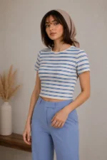 تیشرت کراپ زنانه راه‌راه WestMark London