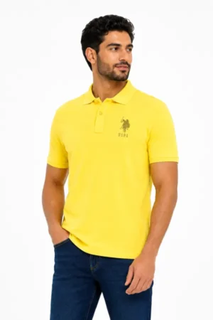 تیشرت مردانه زرد تیره یقه پولو U.S. Polo Assn