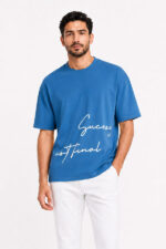 تیشرت مردانه اورسایز آبی طرح Success Is Not Final برند AVVA