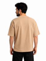 تیشرت بژ اورسایز ساده مردانه استایل مینیمال