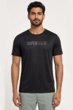 تیشرت اسپرت مردانه طرحدار مدل Super Sport نخی مشکی