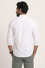 پیراهن مردانه سفید ساده US Polo Assn Slim Fit آستین سه ربع