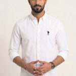 پیراهن مردانه ساده US Polo Assn اسلیم فیت آستین سه ربع