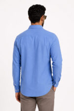 پیراهن کتان مردانه یقه دکمه‌ دار مدل Slim Fit Narrow