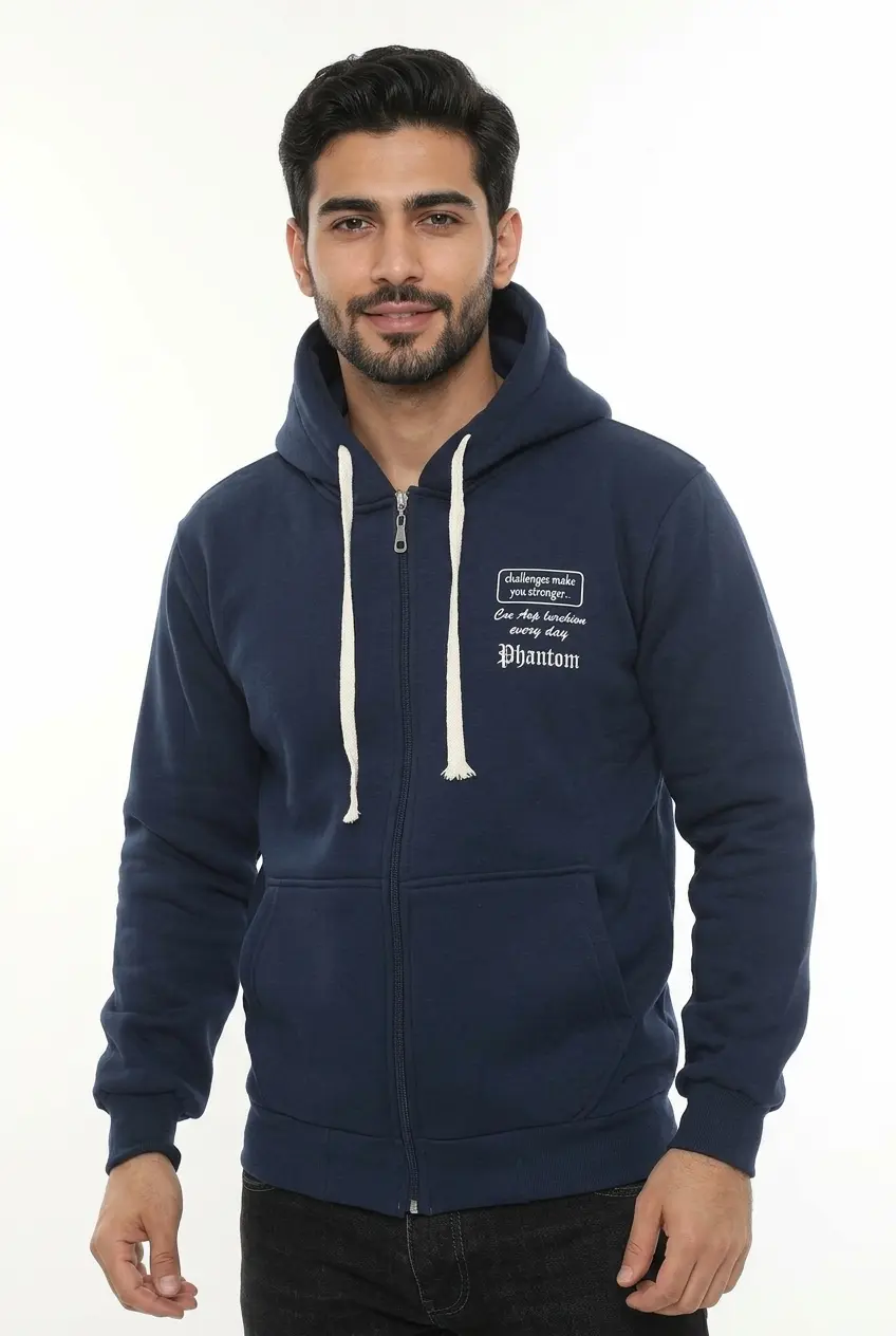 سویشرت کلاهدار زیپدار مردانه PHANTOM JEANS سویشرت کلاهدار زیپدار مردانه PHANTOM JEANS