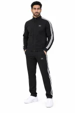 ست گرمکن و شلوار مردانه Last Fashion مشکی یقه ایستاده