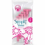 خودتراش زنانه 2 تیغه ژیلت ونوس مدل Simply بسته 5 عددی