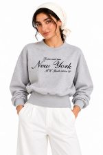 دورس زنانه اورسایز یقه گرد طرح New York کمر کشی